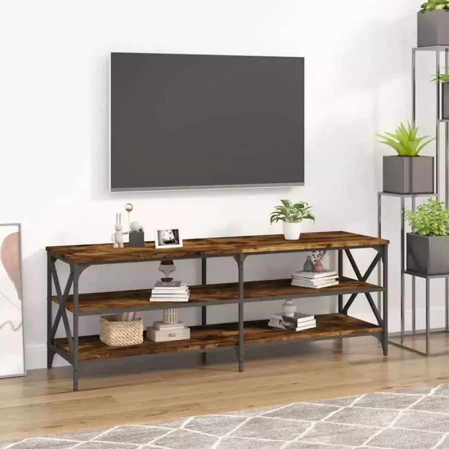 VidaXL -Tv-meubel-140x40x50-cm-bewerkt-hout-gerookt-eikenkleurig - Foto 3