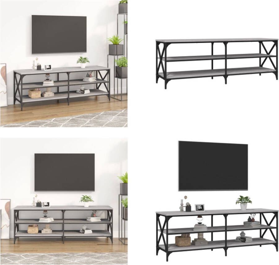 VidaXL Tv-meubel 140x40x50 cm bewerkt hout grijs sonoma eikenkleurig Tv-kast Tv-kasten Tv-meubel Hifi-meubel