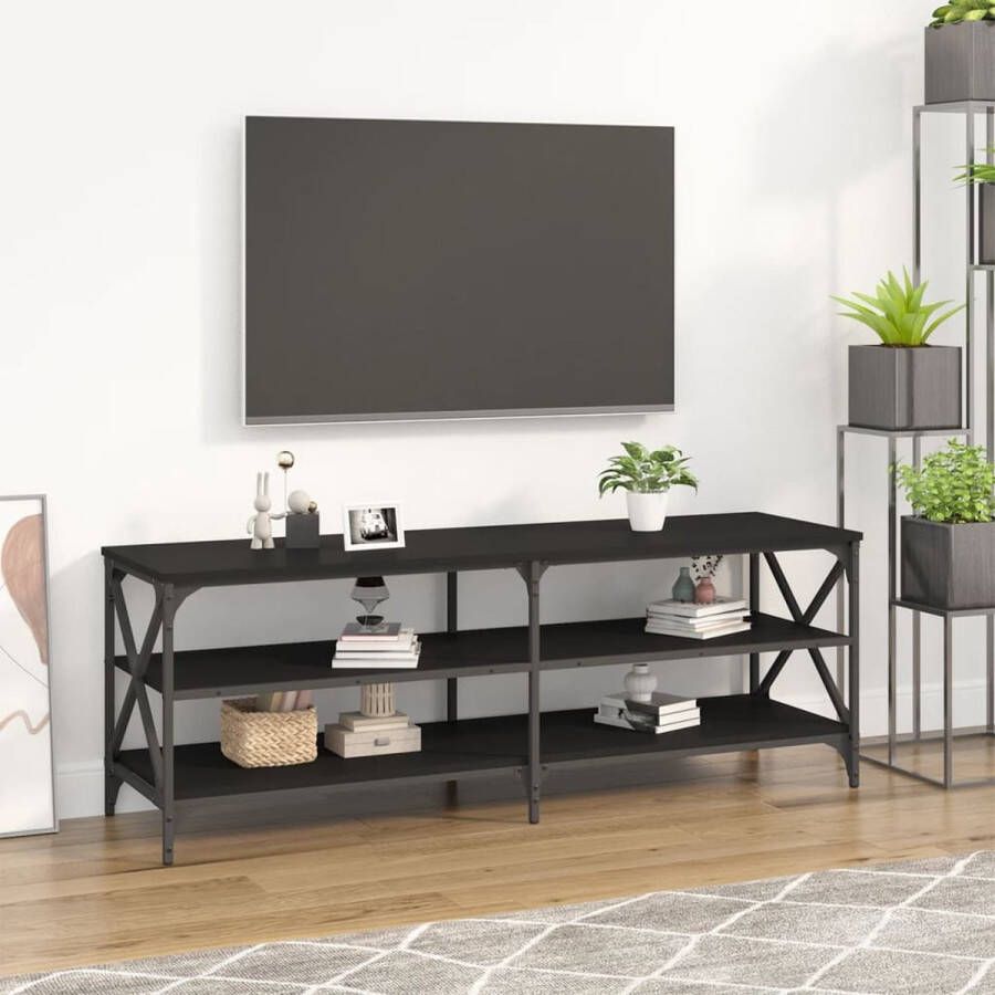 VidaXL -Tv-meubel-140x40x50-cm-bewerkt-hout-zwart - Foto 3