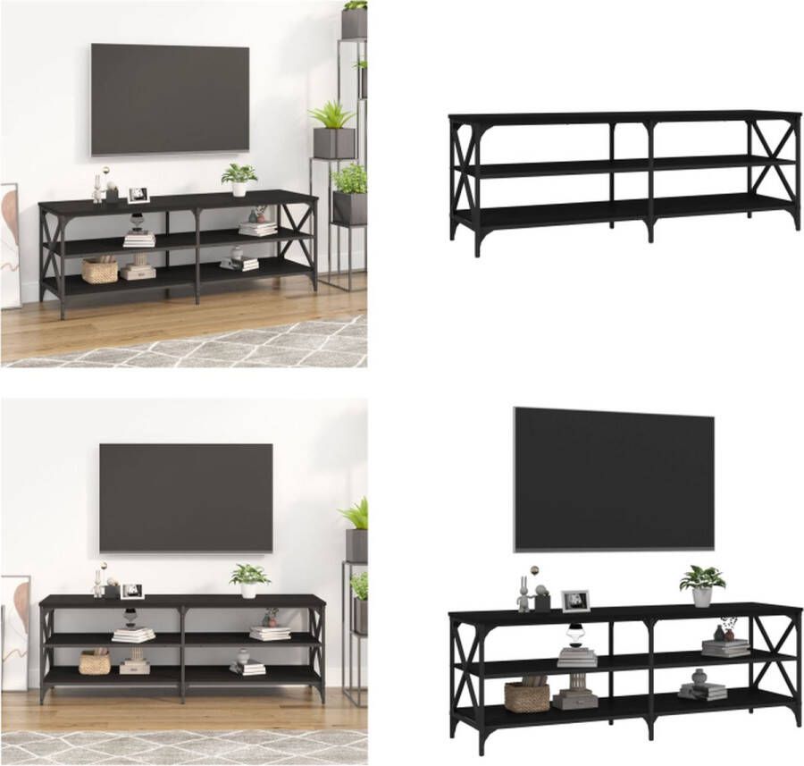 VidaXL Tv-meubel 140x40x50 cm bewerkt hout zwart Tv-kast Tv-kasten Tv-meubel Hifi-meubel