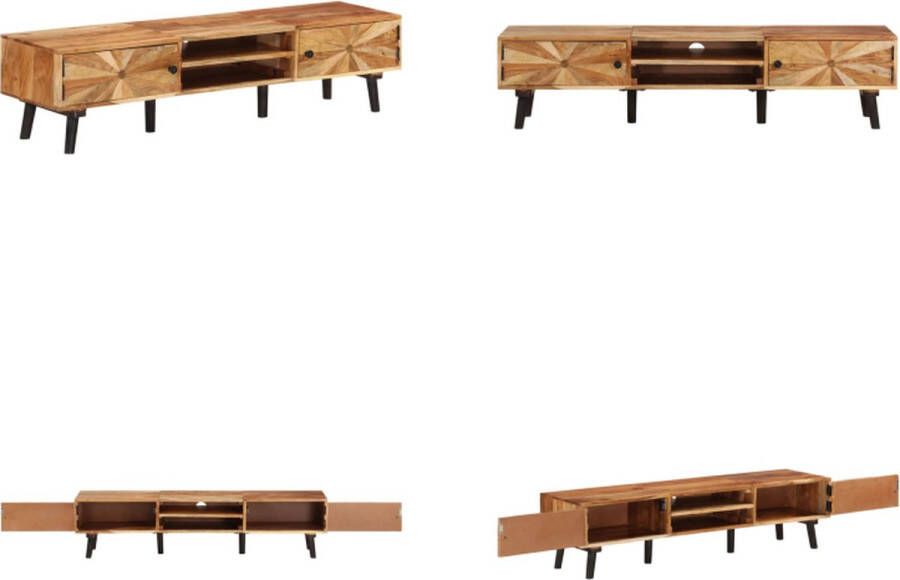 VidaXL Tv-meubel 145x35x35 cm massief acaciahout Tv-meubel Tv Meubels Houten Tv-meubel Tv-standaard Met Opberger
