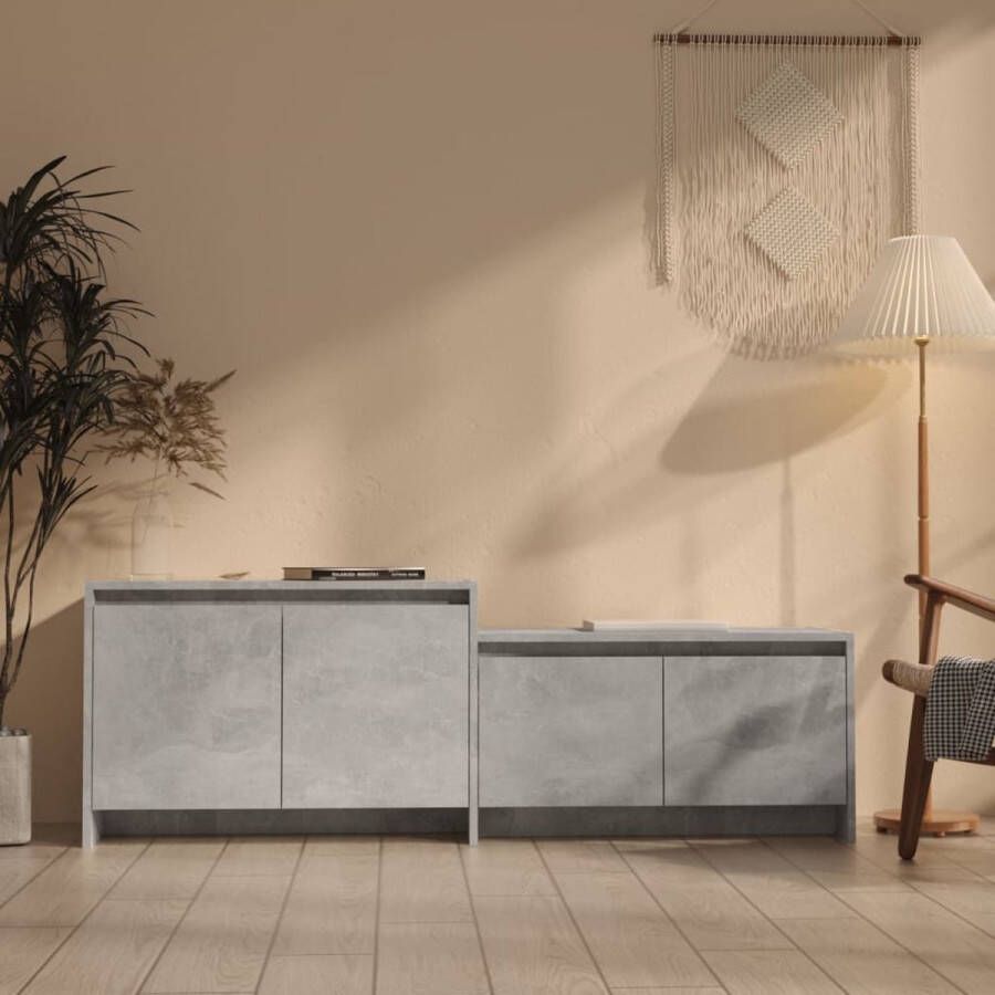 VidaXL -Tv-meubel-146 5x35x50-cm-bewerkt-hout-betongrijs
