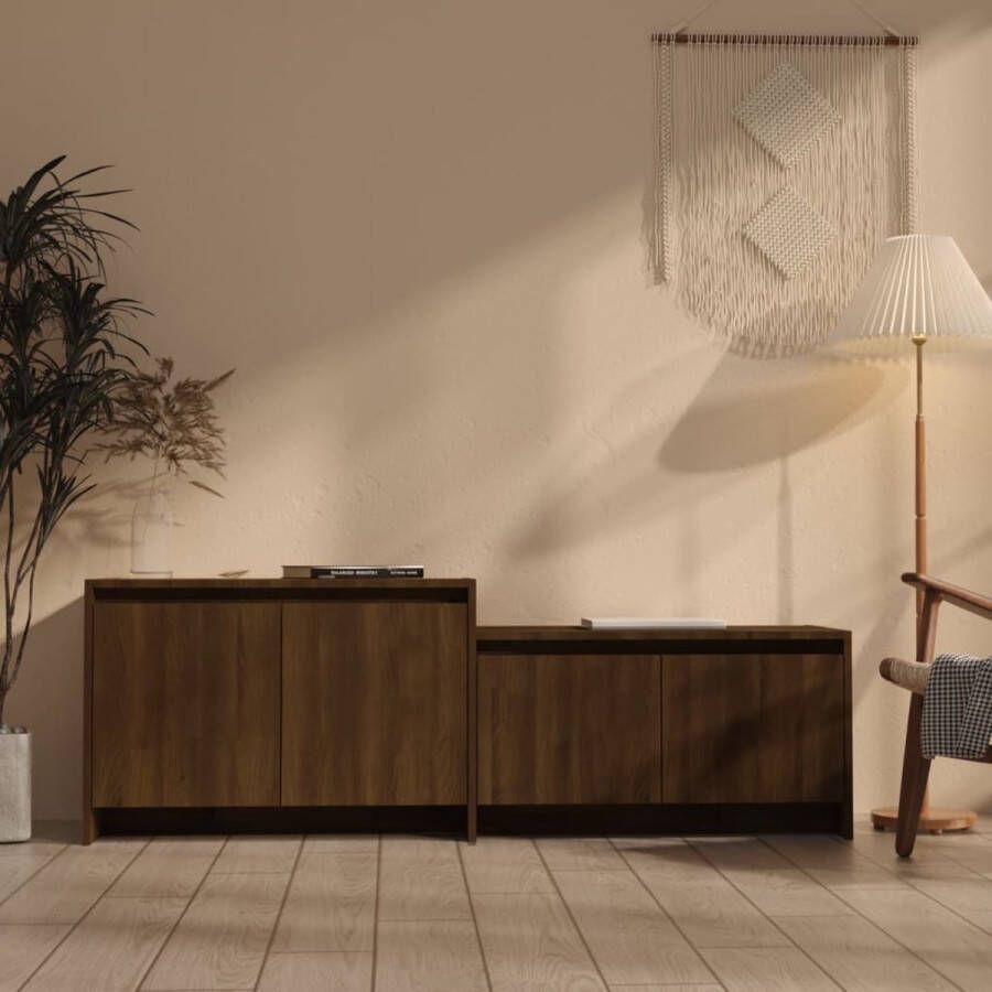 VidaXL -Tv-meubel-146 5x35x50-cm-bewerkt-hout-bruin-eikenkleur - Foto 1