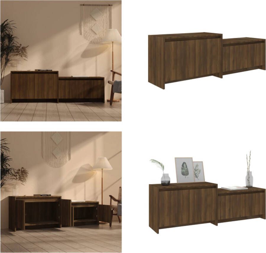 VidaXL Tv-meubel 146 5x35x50 cm bewerkt hout bruin eikenkleur Tv-kast Tv-kasten Tv-standaard Wandtafel