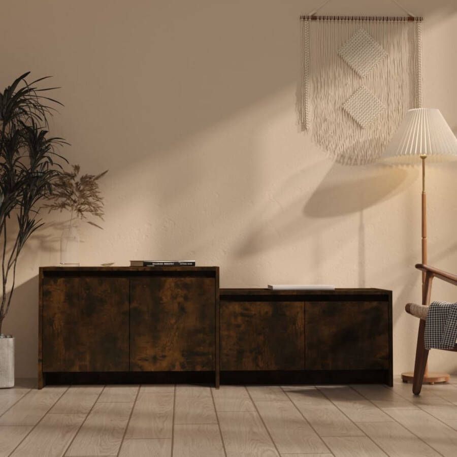 VidaXL -Tv-meubel-146 5x35x50-cm-bewerkt-hout-gerookt-eikenkleurig