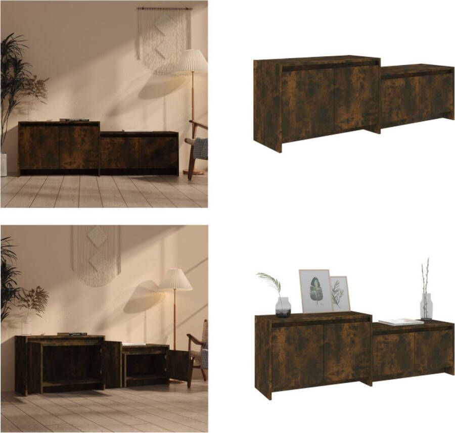 VidaXL Tv-meubel 146 5x35x50 cm bewerkt hout gerookt eikenkleurig Tv-kast Tv-kasten Tv-standaard Wandtafel