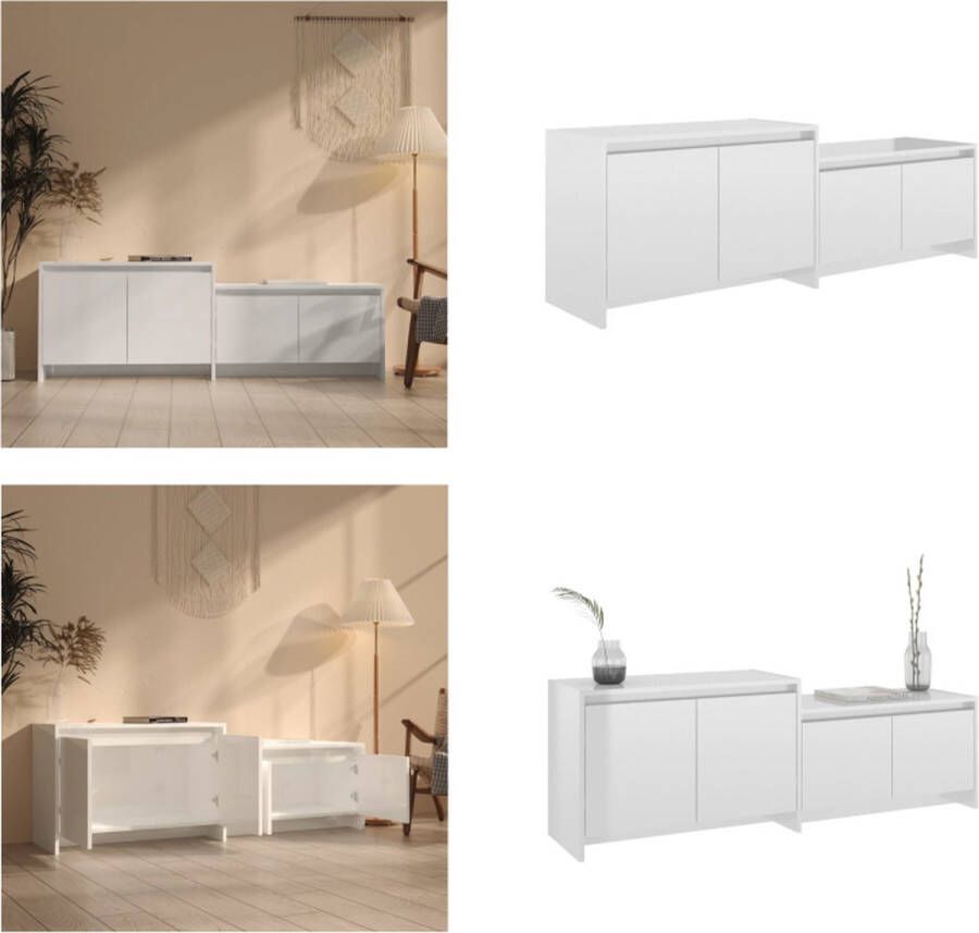 VidaXL Tv-meubel 146 5x35x50 cm bewerkt hout hoogglans wit Tv-kast Tv-kasten Tv-standaard Wandtafel