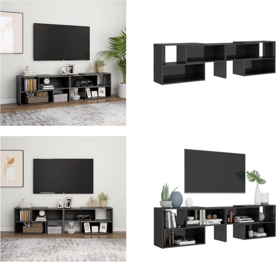 VidaXL Tv-meubel 149x30x52 cm bewerkt hout hoogglans grijs Tv-meubel Tv-meubels Tv-kast Tv-kasten