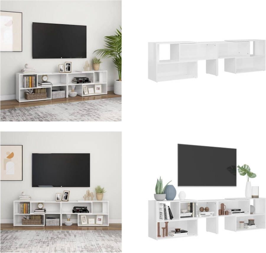 vidaXL Tv-meubel 149x30x52 cm spaanplaat hoogglans wit Tv-meubel Tv-meubels Tv-kast Tv-kasten