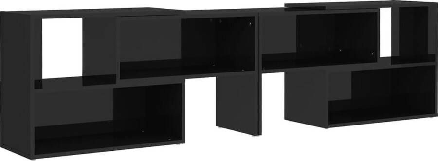 VidaXL Tv-meubel 149x30x52 cm Hoogglans Zwart Televisieserie Tv-meubel Mediastand Houten Tv-stand Zwarte Tv-stand Design Tv-meubel Modern Tv-meubel Uitschuifbare Tv-stand Slim Tv-meubel Livingroom Decoratie Woonaccessoires
