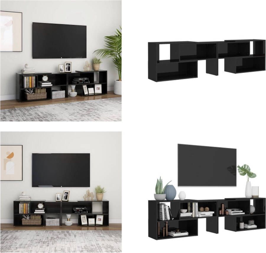 vidaXL Tv-meubel 149x30x52 cm spaanplaat hoogglans zwart Tv-meubel Tv-meubels Tv-kast Tv-kasten