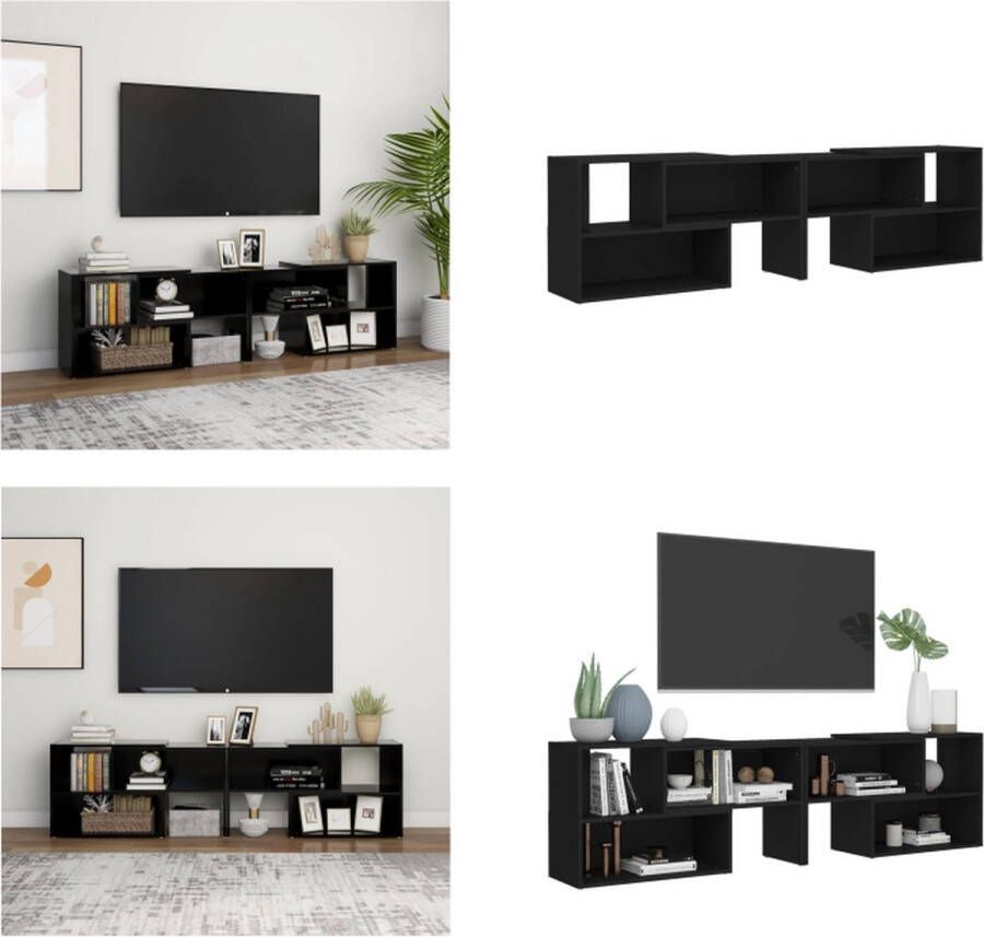 VidaXL Tv-meubel 149x30x52 cm bewerkt hout zwart Tv-meubel Tv-meubels Tv-kast Tv-kasten - Foto 2