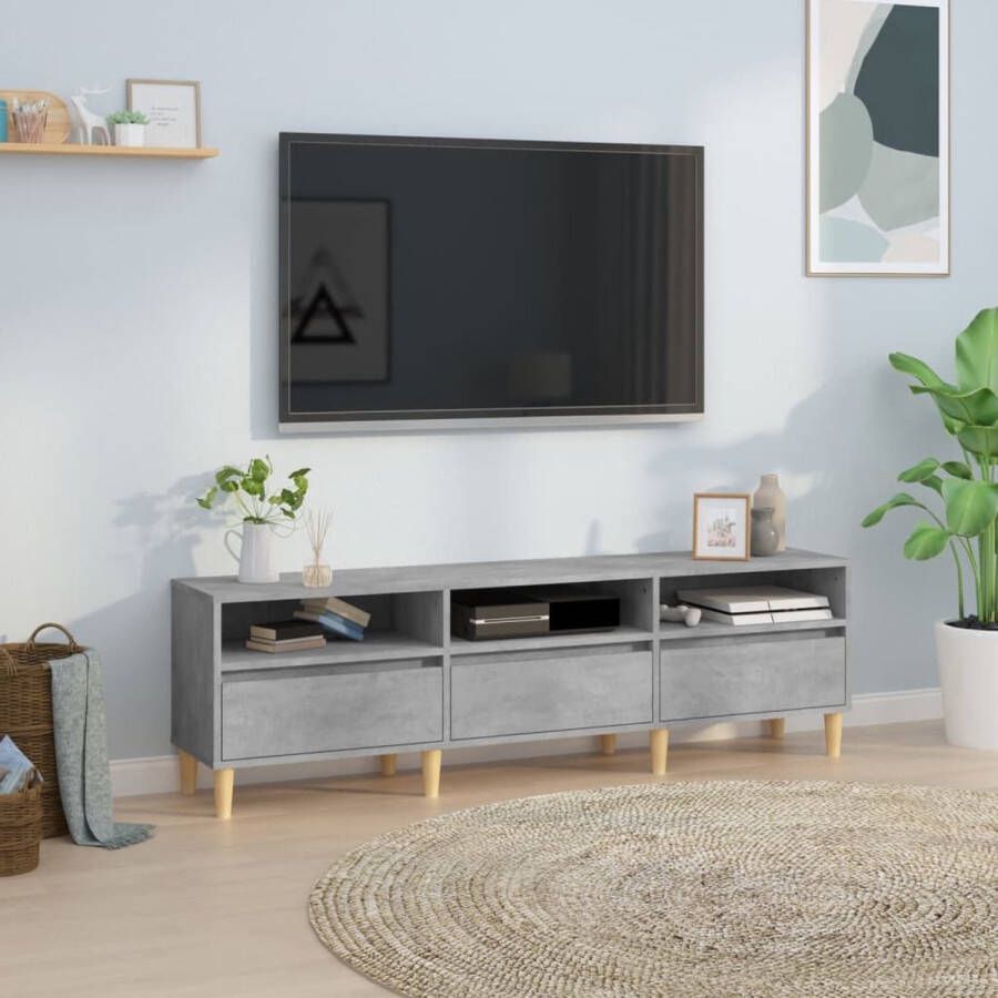 VidaXL -Tv-meubel-150x30x44 5-cm-bewerkt-hout-betongrijs