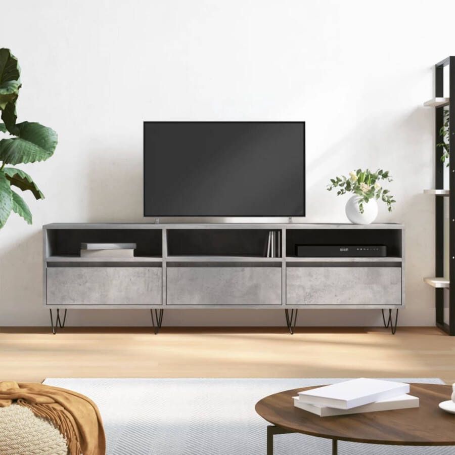 VidaXL -Tv-meubel-150x30x44 5-cm-bewerkt-hout-betongrijs - Foto 2
