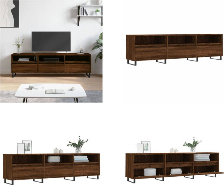VidaXL Tv-meubel 150x30x44-5 cm bewerkt hout bruineikenkleurig Tv-meubel Tv-meubels Tv-kast Hifi-kast - Foto 2