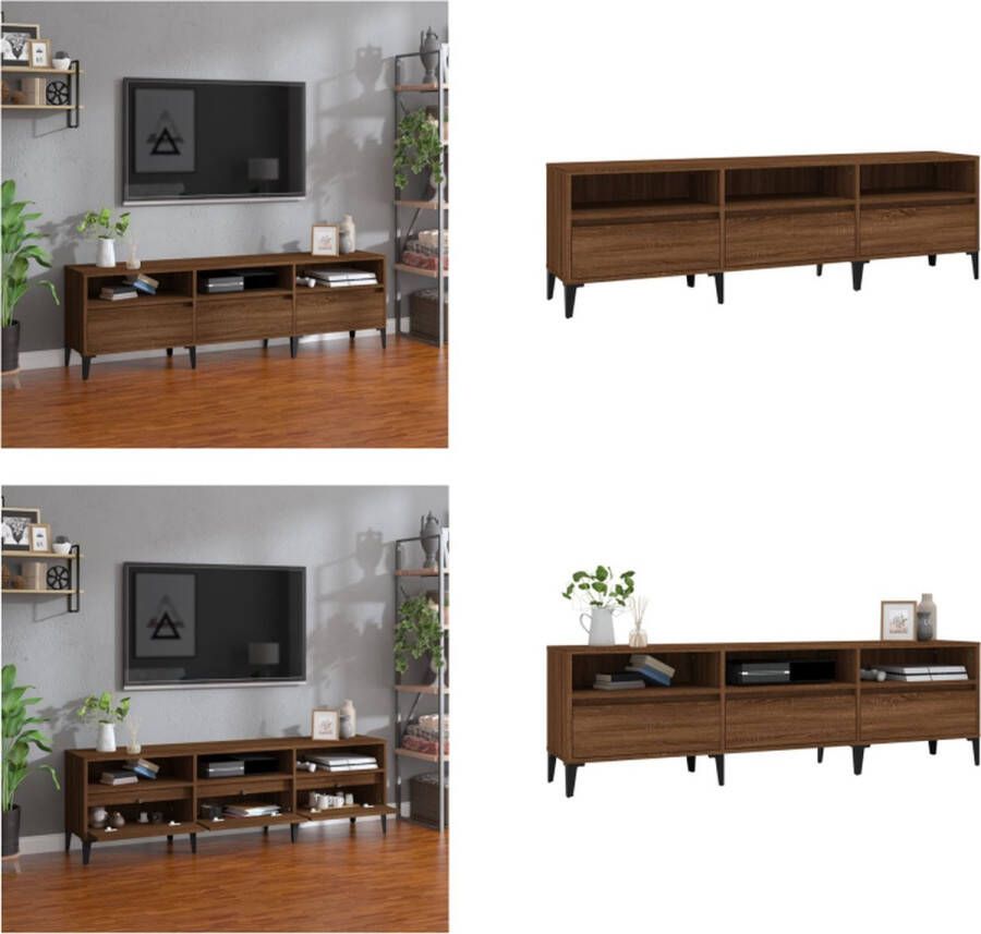 VidaXL Tv-meubel 150x30x44-5 cm bewerkt hout bruineikenkleurig Tv-meubel Tv-meubels Tv-standaard Televisiemeubel