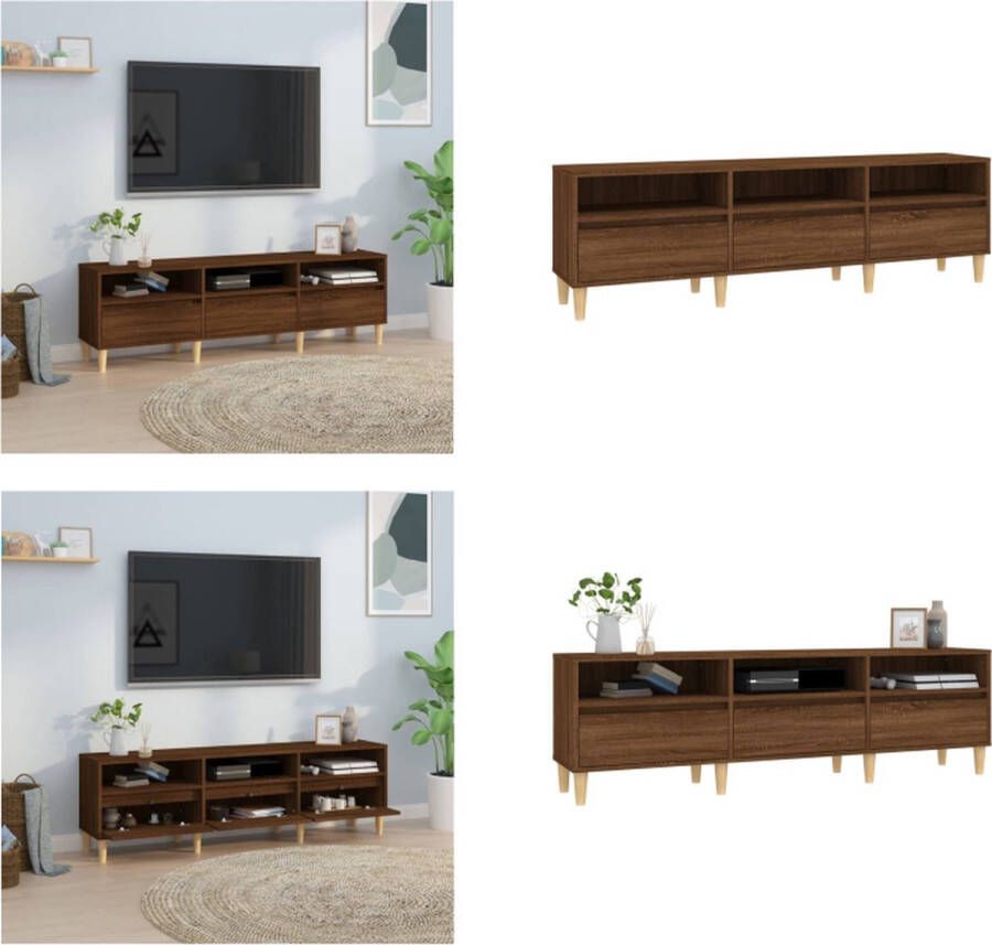 VidaXL Tv-meubel 150x30x44-5 cm bewerkt hout bruineikenkleurig Tv-meubel Tv-meubels Tv-standaard Televisiemeubel