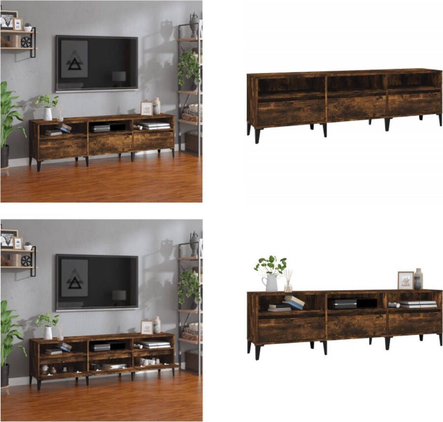 VidaXL Tv-meubel 150x30x44-5 cm bewerkt hout gerookt eikenkleurig Tv-meubel Tv-meubels Tv-standaard Televisiemeubel