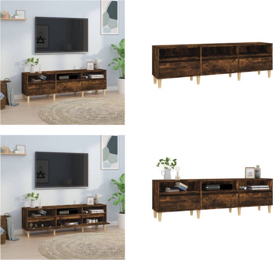 VidaXL Tv-meubel 150x30x44-5 cm bewerkt hout gerookt eikenkleurig Tv-meubel Tv-meubels Tv-standaard Televisiemeubel