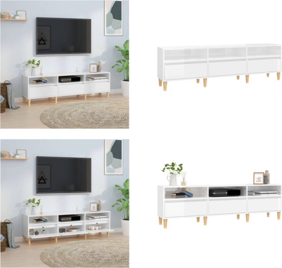 VidaXL Tv-meubel 150x30x44-5 cm bewerkt hout hoogglans wit Tv-meubel Tv-meubels Tv-standaard Televisiemeubel