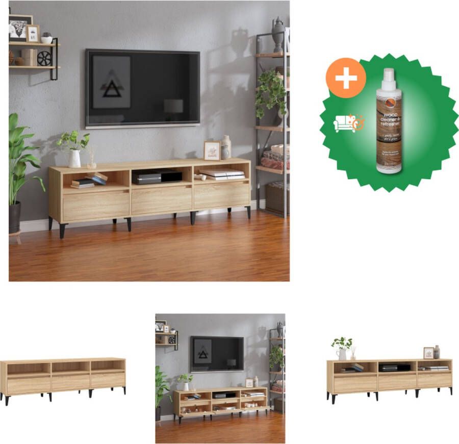 VidaXL Tv-meubel Sonoma eiken 150 x 30 x 44.5 cm met veel opbergruimte Kast Inclusief Houtreiniger en verfrisser