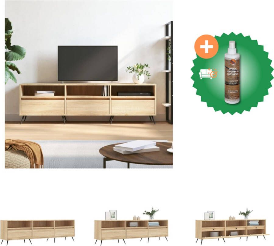 VidaXL Tv-meubel Sonoma eiken 150 x 30 x 44.5 cm met veel opbergruimte Kast Inclusief Houtreiniger en verfrisser - Foto 2