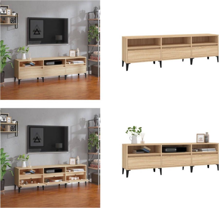 VidaXL Tv-meubel 150x30x44-5 cm bewerkt hout sonoma eikenkleurig Tv-meubel Tv-meubels Tv-standaard Televisiemeubel