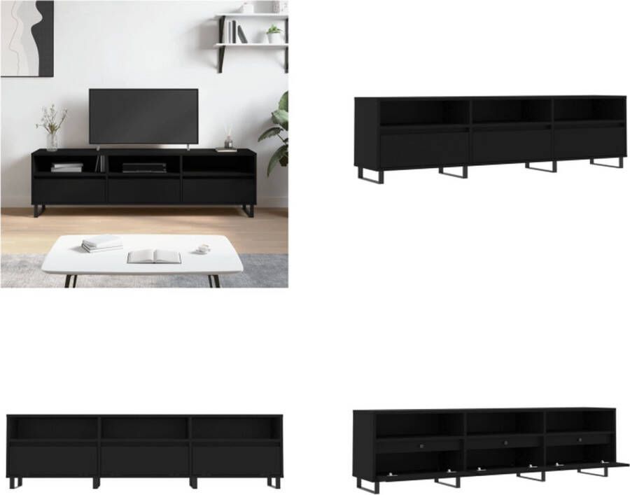 VidaXL Tv-meubel 150x30x44 5 cm bewerkt hout zwart Tv-meubel Tv-meubels Tv-kast Hifi-kast - Foto 2