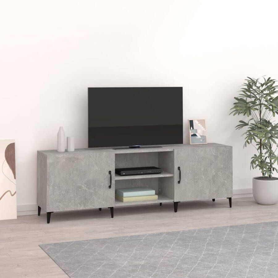 VidaXL -Tv-meubel-150x30x50-cm-bewerkt-hout-betongrijs - Foto 1