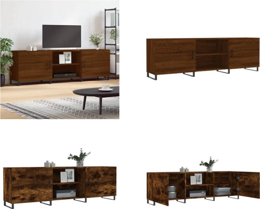 VidaXL Tv-meubel 150x30x50 cm bewerkt hout bruineikenkleurig Tv-meubel Tv-meubelen Tv Kast Opbergkast