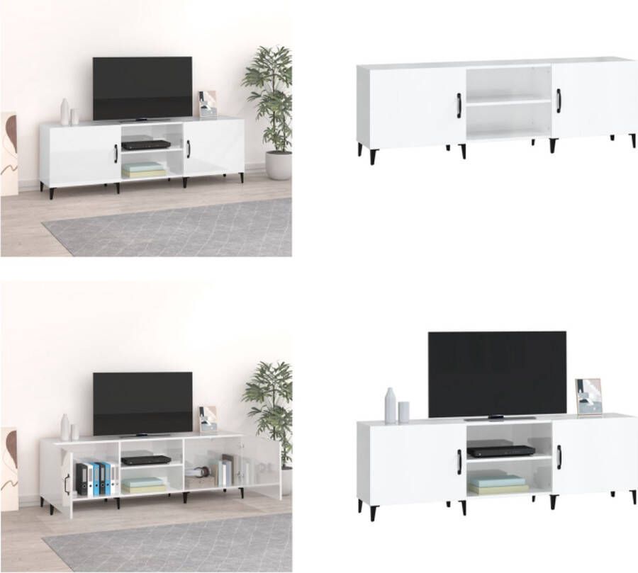 VidaXL Tv-meubel 150x30x50 cm bewerkt hout hoogglans wit Tv-kast Tv-kasten Tv-meubel Hifi-meubel