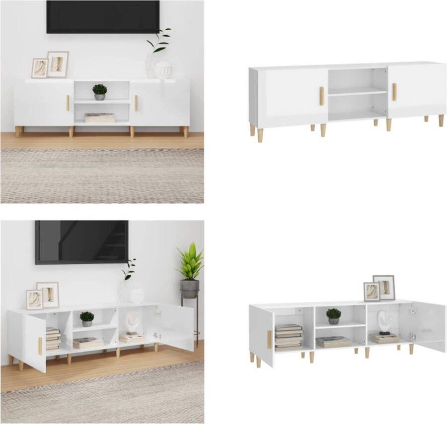 VidaXL Tv-meubel 150x30x50 cm bewerkt hout hoogglans wit Tv-kast Tv-kasten Tv-meubel Hifi-meubel