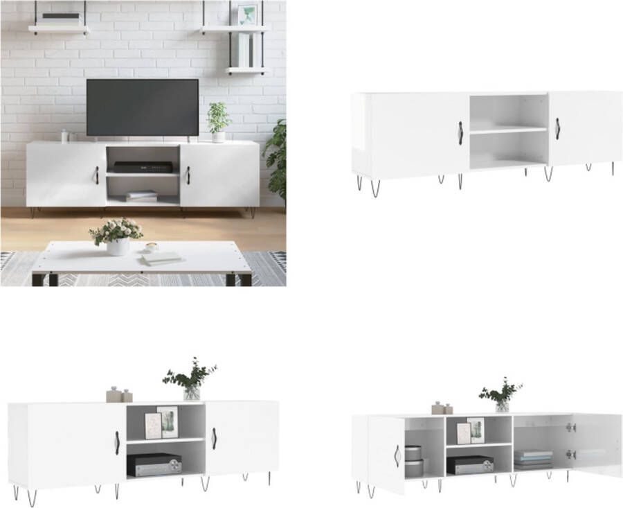 VidaXL Tv-meubel 150x30x50 cm bewerkt hout hoogglans wit Tv-meubel Tv-meubelen Tv Kast Opbergkast