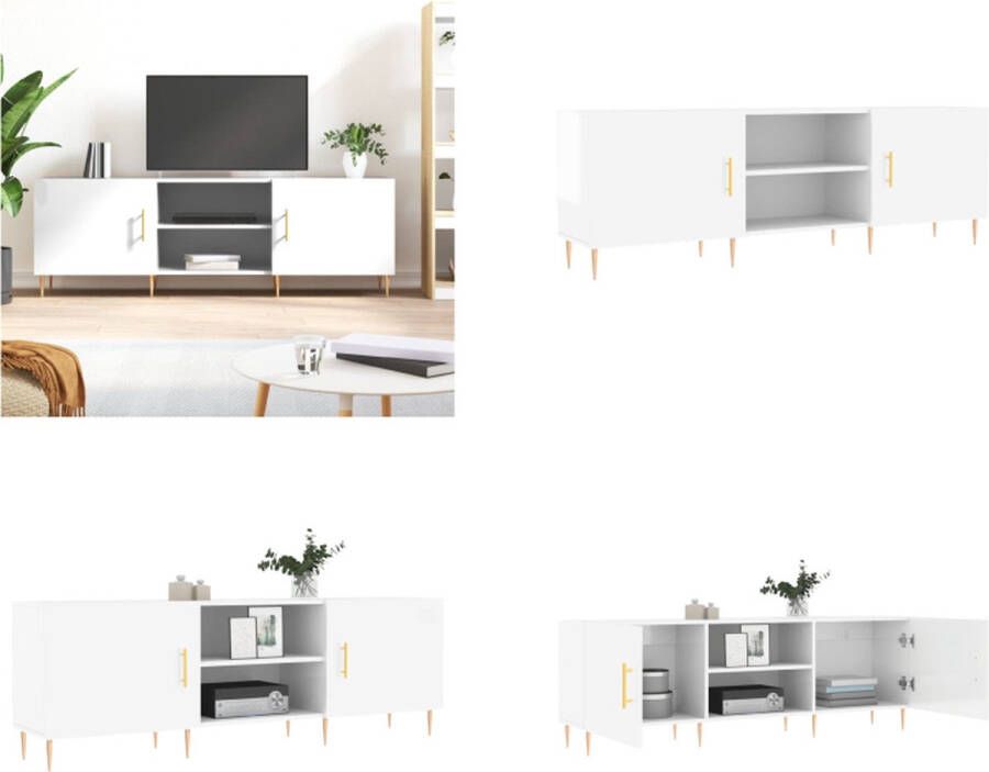 vidaXL Tv-meubel 150x30x50 cm bewerkt hout hoogglans wit Tv-meubel Tv-meubelen Tv Kast Opbergkast