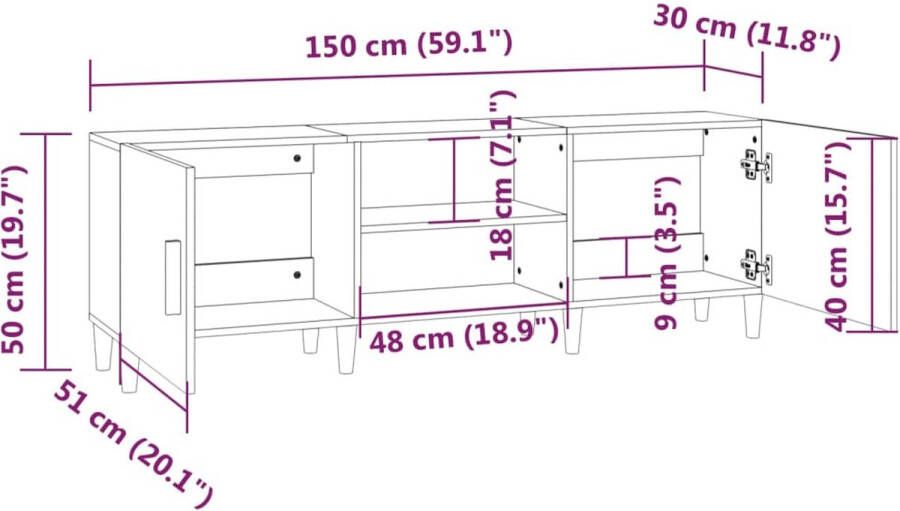 VidaXL -Tv-meubel-150x30x50-cm-bewerkt-hout-wit - Foto 3