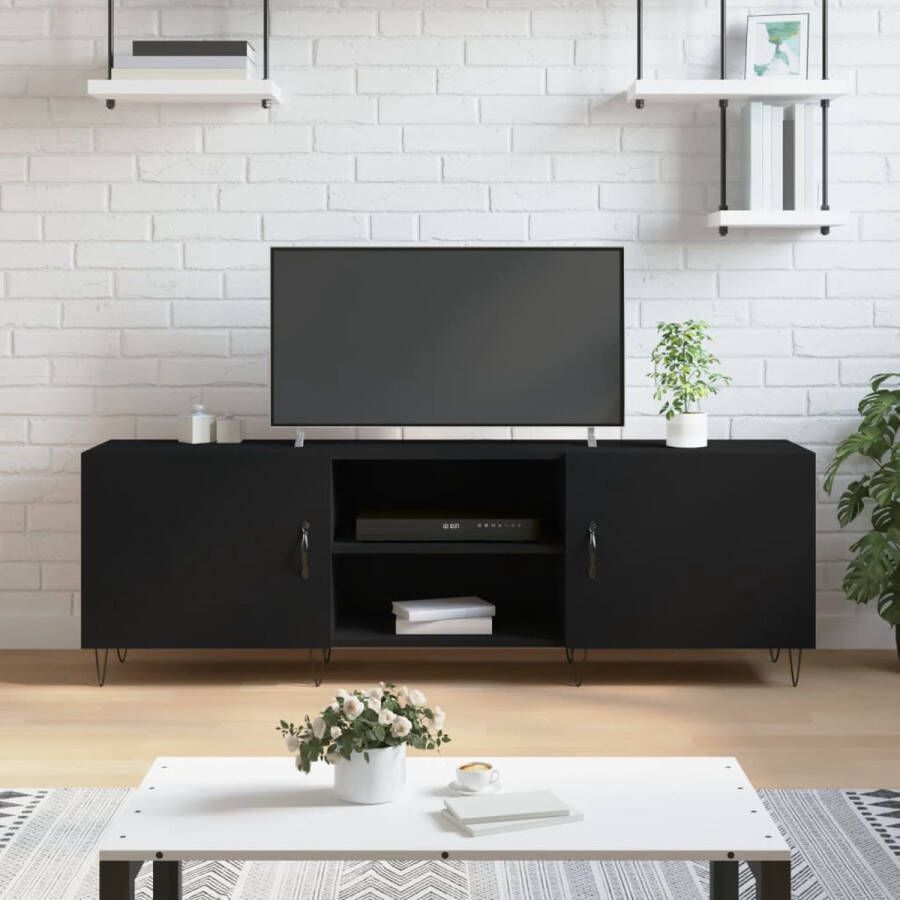 VidaXL -Tv-meubel-150x30x50-cm-bewerkt-hout-zwart - Foto 3