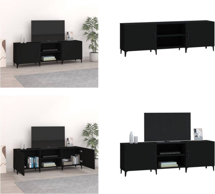 VidaXL Tv-meubel 150x30x50 cm bewerkt hout zwart Tv-kast Tv-kasten Tv-meubel Hifi-meubel - Foto 2