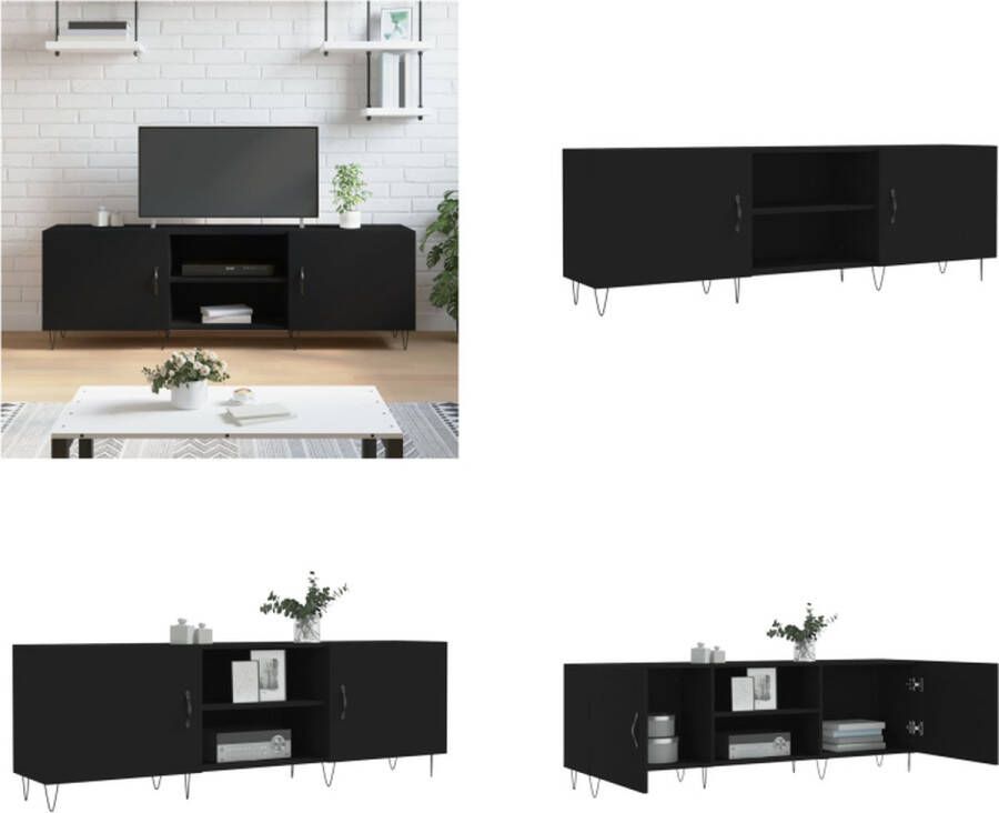VidaXL Tv-meubel 150x30x50 cm bewerkt hout zwart Tv-meubel Tv-meubelen Tv Kast Opbergkast