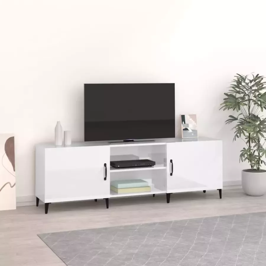 VidaXL Tv meubel 150x30x50 cm spaanplaat hoogglans wit