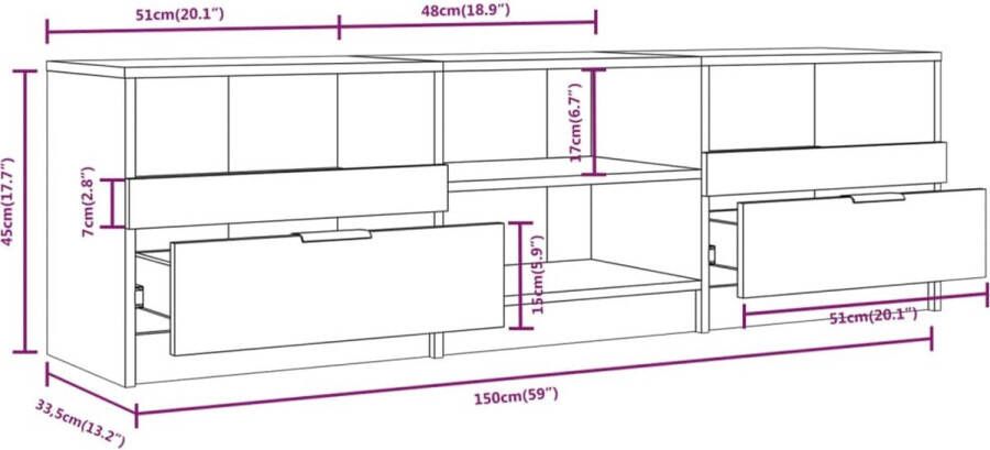 VidaXL -Tv-meubel-150x33 5x45-cm-bewerkt-hout-grijs-sonoma-eikenkleurig - Foto 3