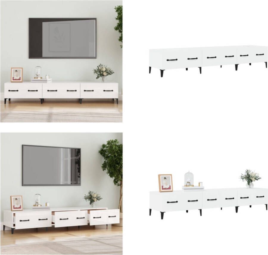 VidaXL -Tv-meubel-150x34 5x30-cm-bewerkt-hout-hoogglans-wit - Foto 2