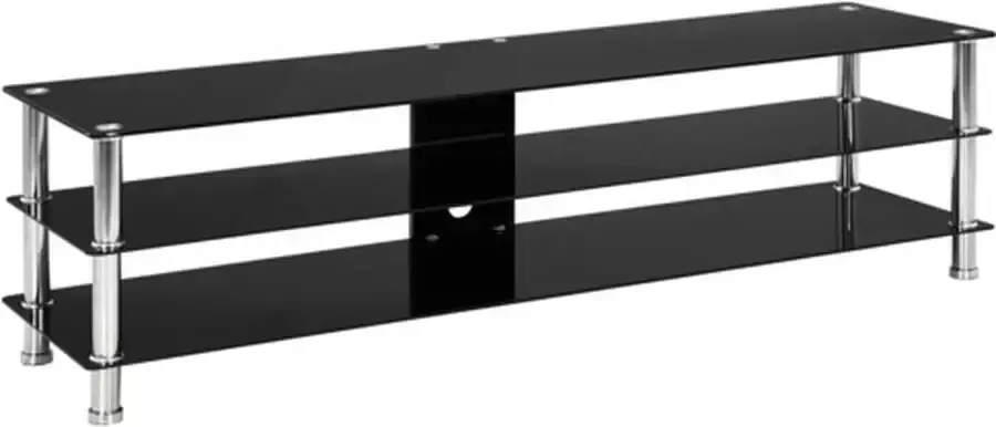 VIDAXL Tv-meubel 150x40x40 cm gehard glas zwart - Foto 1