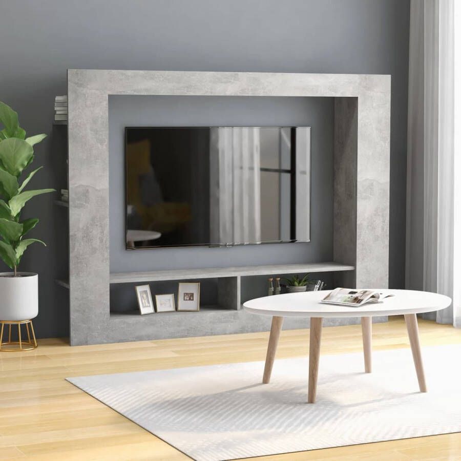 VidaXL -Tv-meubel-152x22x113-cm-bewerkt-hout-betongrijs - Foto 2