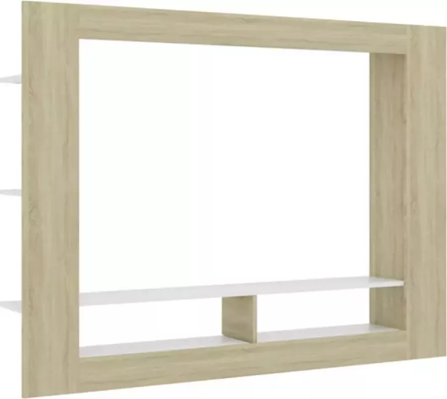 VidaXL -Tv-meubel-152x22x113-cm-bewerkt-hout-wit-en-sonoma-eikenkleurig - Foto 2