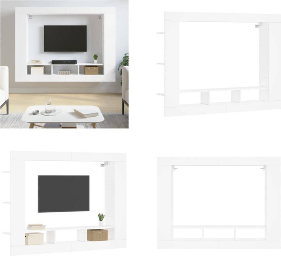 VidaXL Tv-meubel 152x22x113 cm bewerkt hout wit Tv-meubel Tv-meubelen Tv-standaard Televisiemeubel