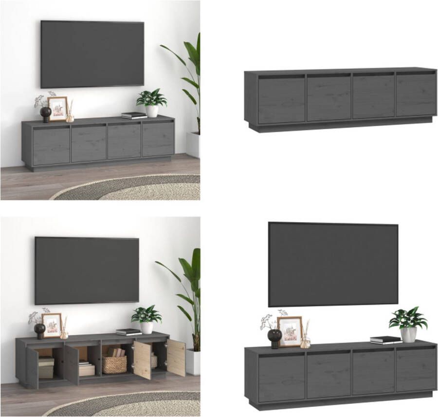 VidaXL Tv-meubel 156x37x45 cm massief grenenhout grijs Tv Kast Tv Kasten Tv Meubel Tv Meubels