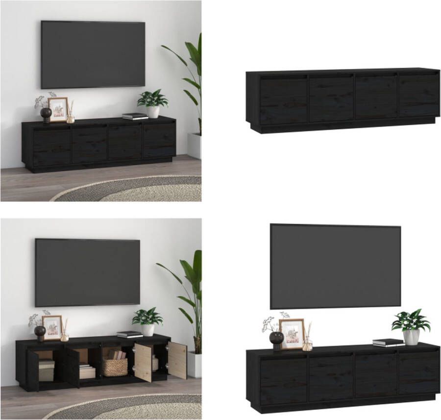 VidaXL Tv-meubel 156x37x45 cm massief grenenhout zwart Tv Kast Tv Kasten Tv Meubel Tv Meubels