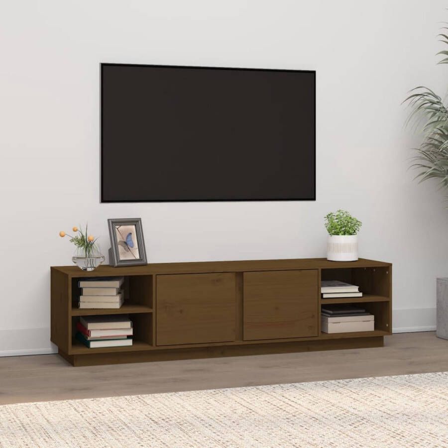 VidaXL -Tv-meubel-156x40x40-cm-massief-grenenhout-honingbruin - Foto 3