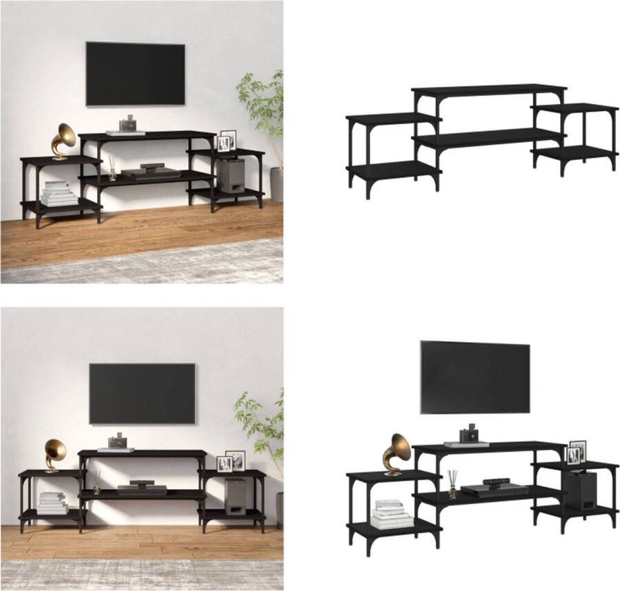 VidaXL Tv-meubel 157x35x52 cm bewerkt hout zwart Tv-kast Tv-kasten Tv-meubel Hifi-meubel