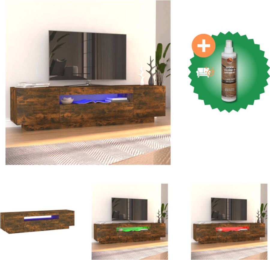 VidaXL Tv-meubel 160 x 35 x 40 cm Gerookt eiken Met RGB LED-verlichting Kast Inclusief Houtreiniger en verfrisser